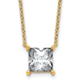 14k 4 carat Certified Lab Grown Diamond VS+ F+ Princess Complete Four Prong 18 inch Pendant Necklace